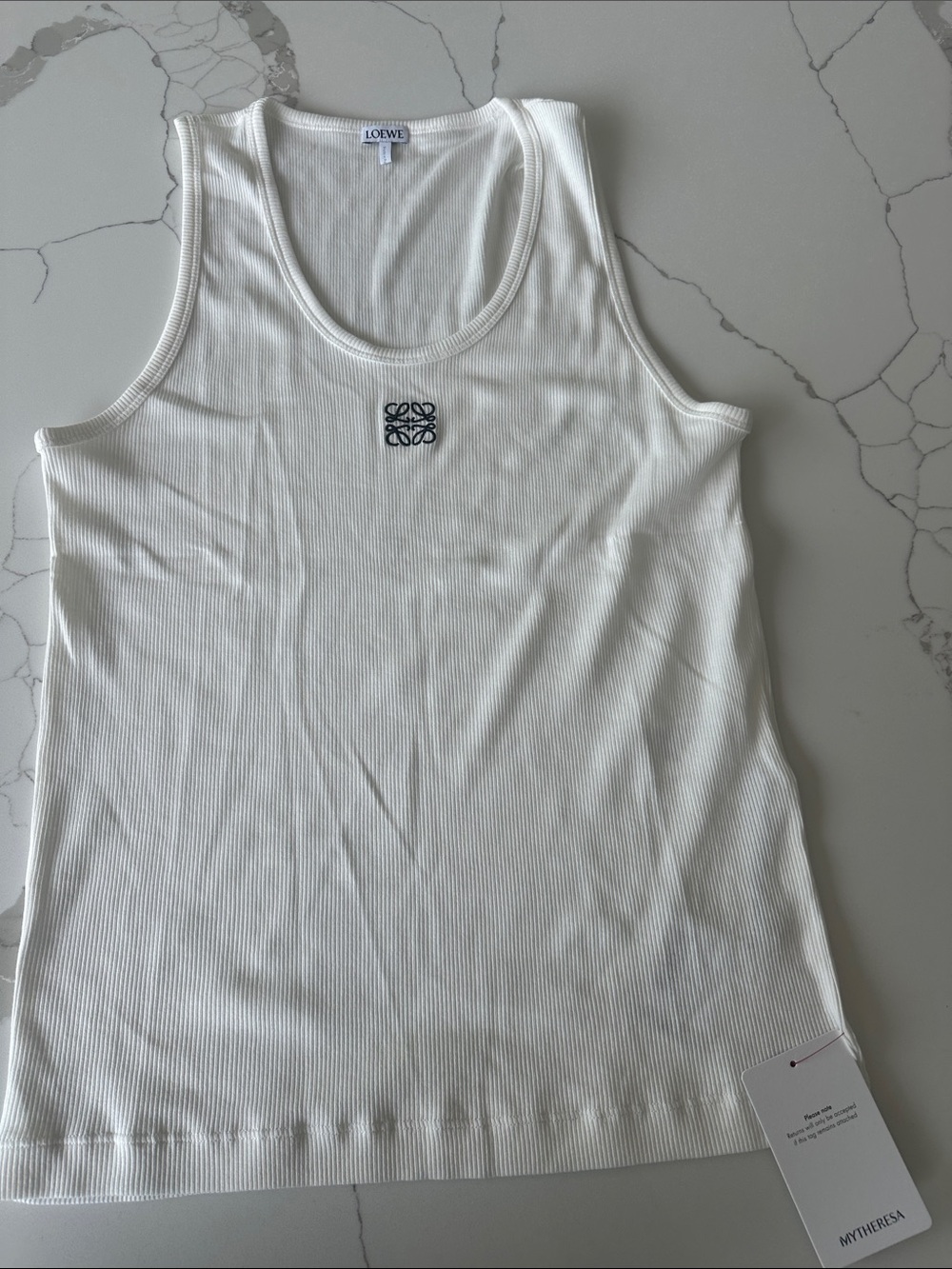 Loewe White Ribbed Logo Tank Top